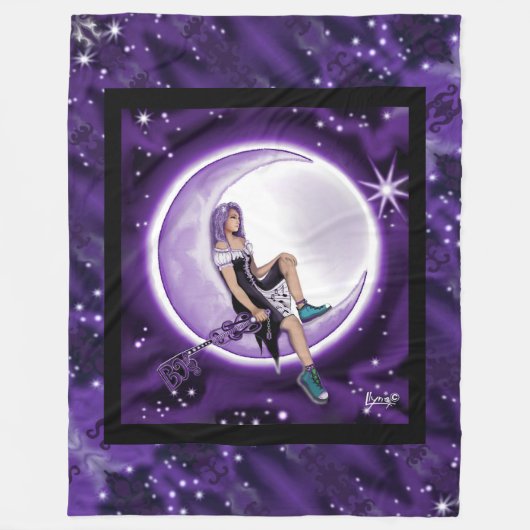 Paarse Moon Child Fleece Blanket Deken (Voorkant)