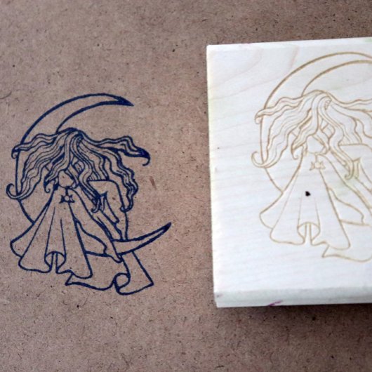 Paarse Moon Goddess Wiccan Triple Moon Symbol Art Rubberstempel