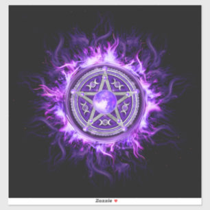 Paarse Moon Pentagram Sticker