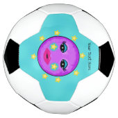 Paarse Moon Yellow Stars Cute Face Voetbal (Gedraaid)