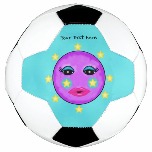 Paarse Moon Yellow Stars Cute Face Voetbal (Voorkant)