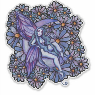 Paarse MoonChild Fairy Moon Child Floral Faeries Sticker