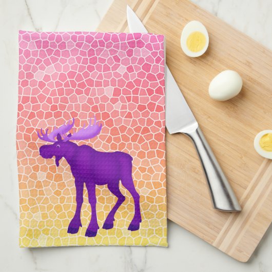 Paarse Moose - keukenhanddoek (Quarter Fold)