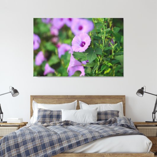 Paarse Morning Glory Canvas Afdruk (Insitu (Slaapkamer))