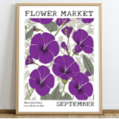 Paarse Morning Glory September Geboorte Bloemenmar Poster