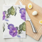 Paarse morning Glory Theedoek (Quarter Fold)