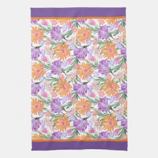 Paarse Morning Glory Theedoek (Verticaal)