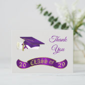 Paarse mortar, klasse van elk jaar Dankuwel Bedankkaart (Staand voorkant)