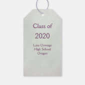 Paarse mortier, diploma Afstuderen Cadeaulabel (Achterkant)