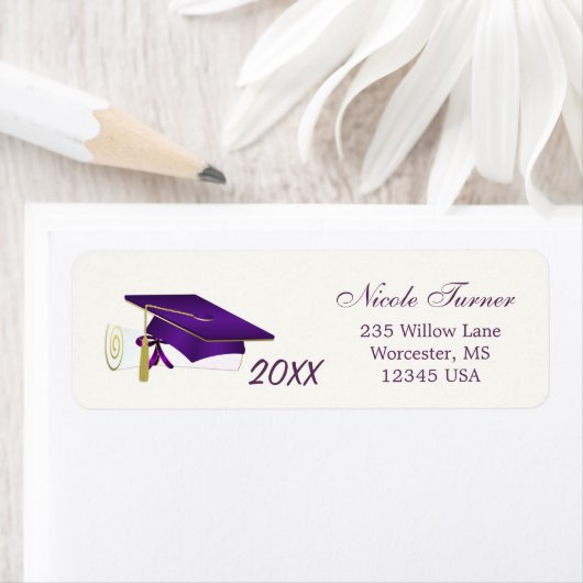 Paarse mortier, diploma Afstuderen Etiket (Insitu)