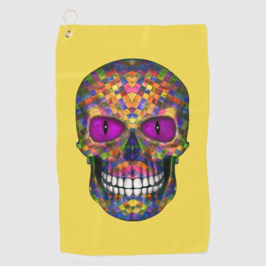 Paarse Mosa Sugar Skull Zombie Undode Golfhanddoek (Voorkant)