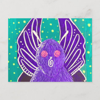 Paarse Mothman-ansichtkaart Briefkaart