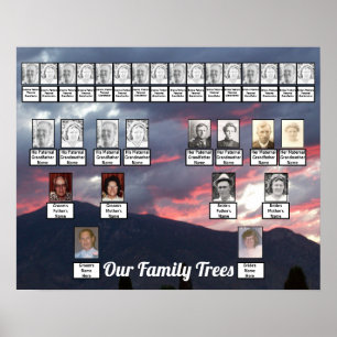 Paarse Mountain Sunset Photo United Family Trees Poster