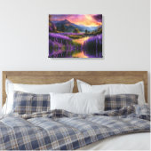 Paarse Mountain Valley Sunrise Canvas Afdruk (Insitu (Slaapkamer))