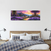 Paarse Mountain Valley Sunrise Canvas Afdruk (Insitu (Slaapkamer))