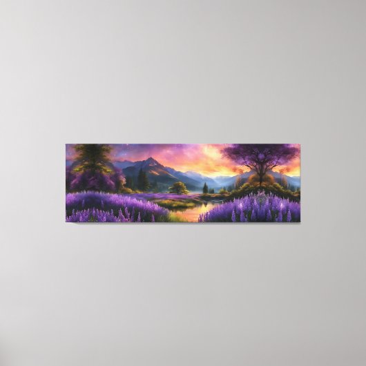 Paarse Mountain Valley Sunrise Canvas Afdruk (Voorkant)