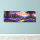 Paarse Mountain Valley Sunrise Canvas Afdruk (Insitu (Houten vloer))