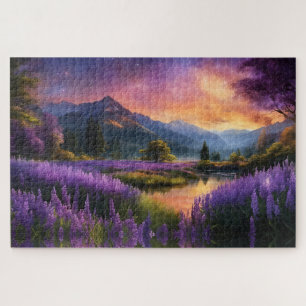 Paarse Mountain Valley Sunrise Legpuzzel