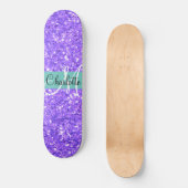 Paarse mousserende glitter, monogrammen skateboard (Voorkant)