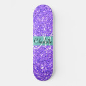 Paarse mousserende glitter, monogrammen skateboard (Voorkant)