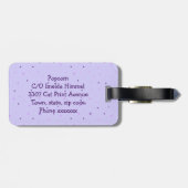 paarse mousserende kattenpootdruk - bagagelabel (Achterkant horizontaal)