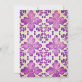 Paarse Mozaïek Bloemen Waterverf Mexicaanse bruilo Kaart (Achterkant)