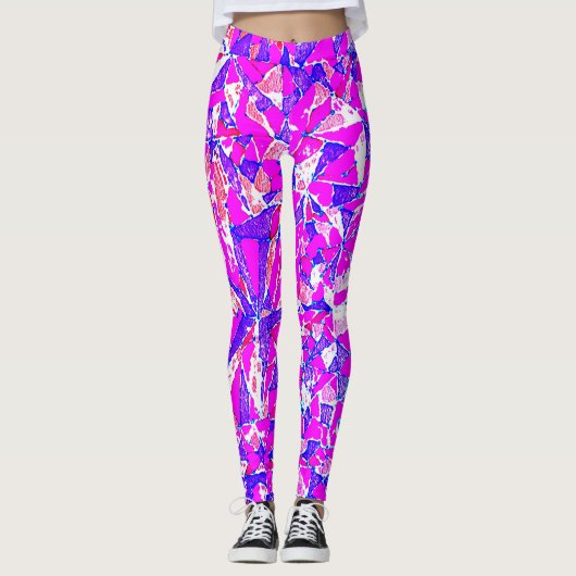 Paarse mozaïek leggings (Voorkant)