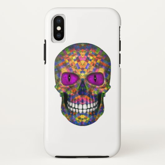 Paarse mozaïeksuikerschedel ZombieiPhone X Hoesje  (Achterkant)