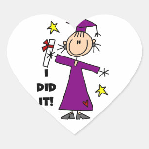 Paarse muis figuur Girl Afstuderen Hart Sticker