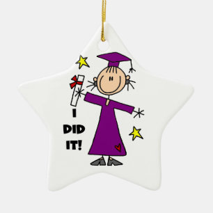 Paarse muis figuur meisje Afstuderen Keramisch Ornament