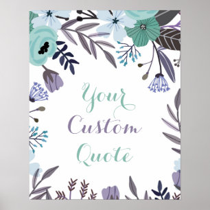 Paarse munt floral Personalized quote art print