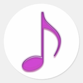 Paarse Musical Emboss 8e noot Ronde Sticker