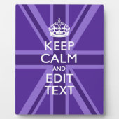 Paarse muve houdt kalm en Jouw tekst Union Jack Fotoplaat (Voorkant)