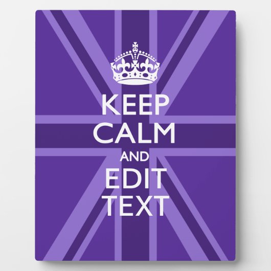 Paarse muve houdt kalm en Jouw tekst Union Jack Fotoplaat (Voorkant)