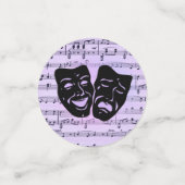 Paarse muziek- en theatermaskers confetti (Kleine voorkant)