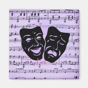 Paarse muziek- en theatermaskers magneet