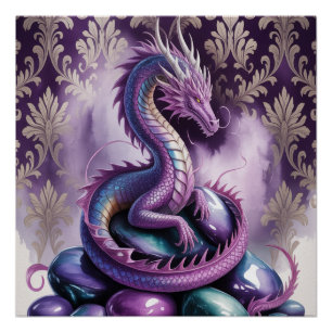 Paarse Mystieke Draak Gotisch Perfect Poster