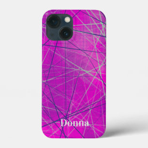 Paarse n Roze de Lijnen van het Netwerk Abstracte iPhone 13 Mini Hoesje