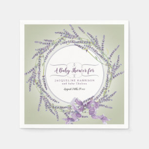 Paarse n Sage Baby shower Waterverf Lavendel Art Servet