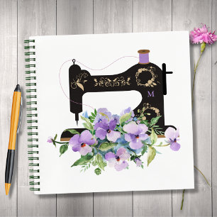 Paarse naaimachine notitieboek