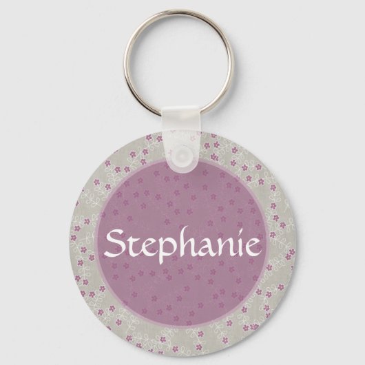 Paarse  naam Button Sleutelhanger (Voorkant)