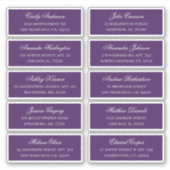 Paarse naam en adres van de gast. Bruiloft verzend Sticker (Voorkant)