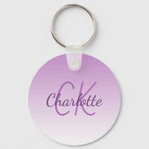 Paarse naam monogram minimalistisch sleutelhanger