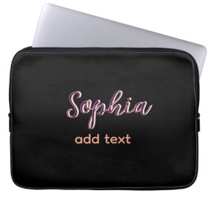 paarse naam toevoegen Meisje baas tekst zwart eleg Laptop Sleeve