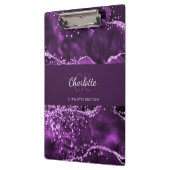 Paarse naam van het marmer-monogram klembord (Links)