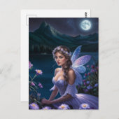 Paarse nacht fee briefkaart (Voorkant / Achterkant)