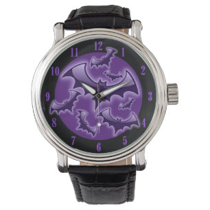 Paarse nachtvleermuizen poster horloge