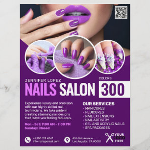 Paarse nagelsalon flyer