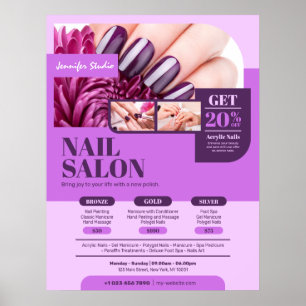 Paarse nagelsalon, make-upartiest, schoonheidssalo poster