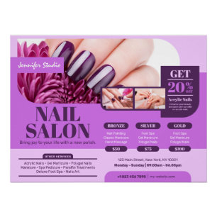 Paarse nagelsalon, make-upkunstenaar Glossy Poster Perfect Poster
